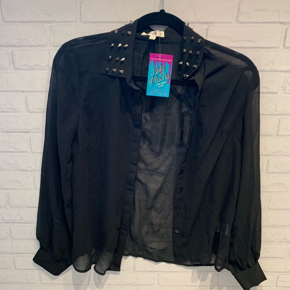 Lady Muerta black shirt with spiked collar